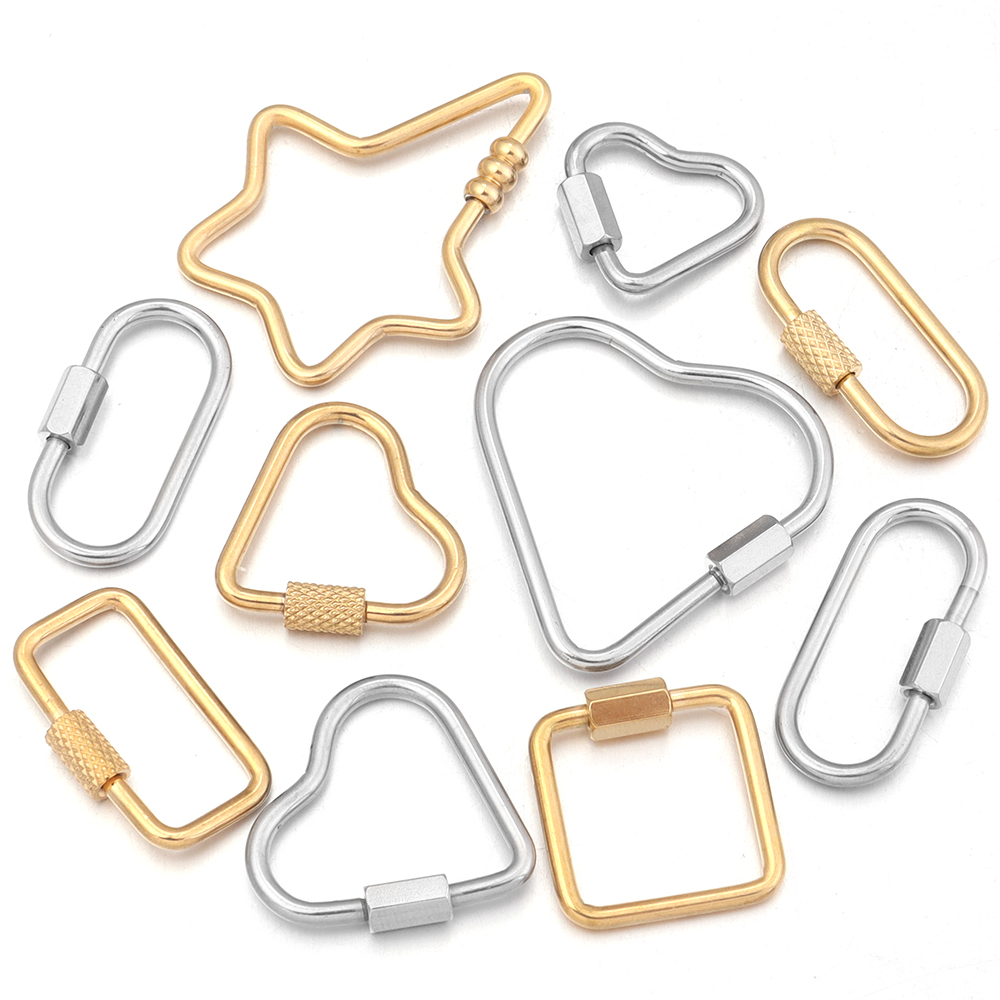 Jewelry Making Hobby - 2pcs Gold Stainless Steel Heart Screw