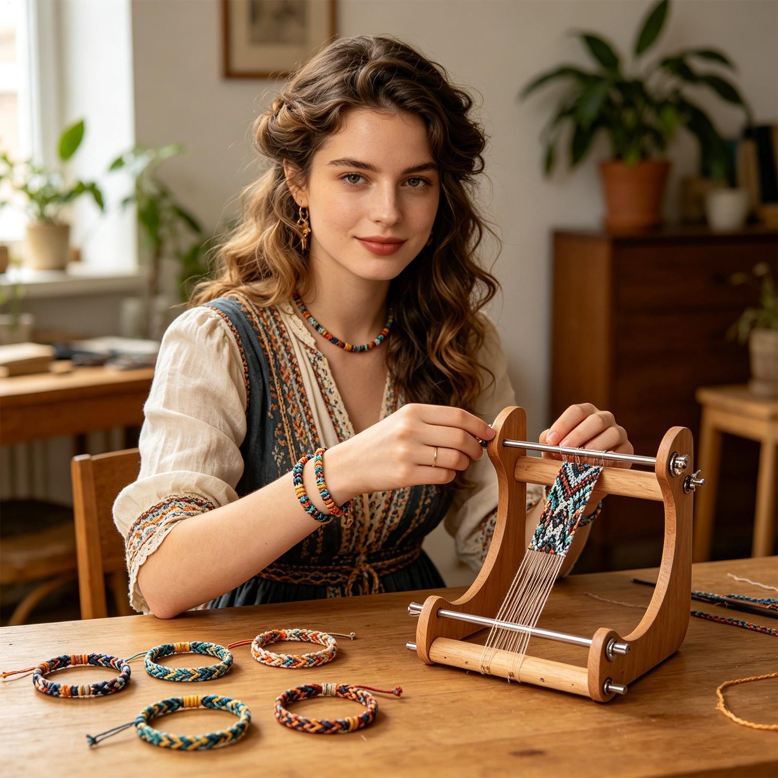 Jewelry Making Machine - 1pc Wood Beading Loom Adjustable Vertical