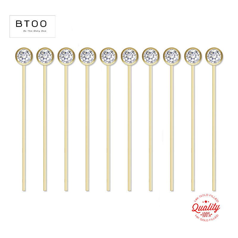 Vàng 14K Đầy Zircon Đầu Chân K - đánh giá và giá Jewelry Making Head Pins