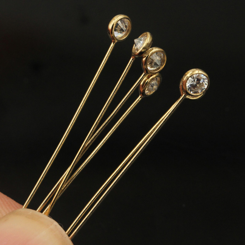 Vàng 14K Đầy Zircon Đầu Chân K - đánh giá và giá Jewelry Making Head Pins