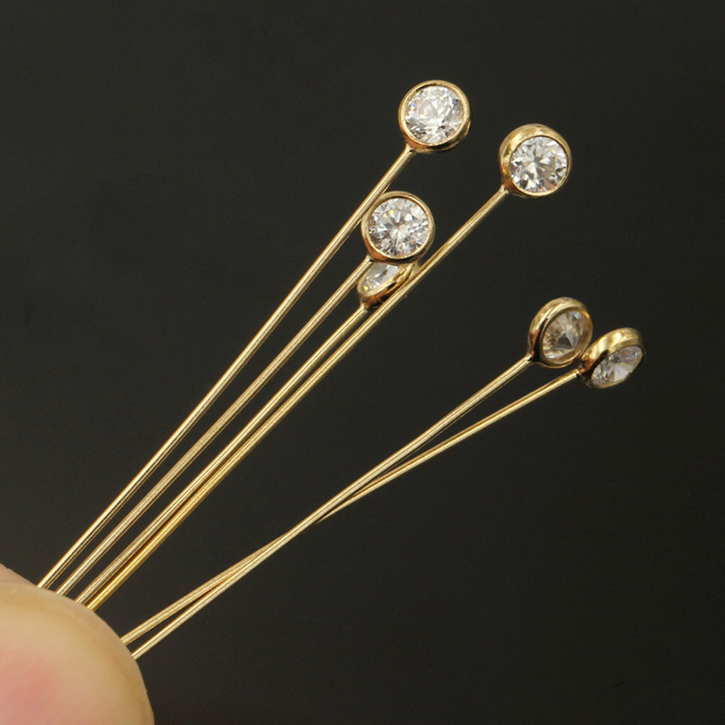 Vàng 14K Đầy Zircon Đầu Chân K - đánh giá và giá Jewelry Making Head Pins