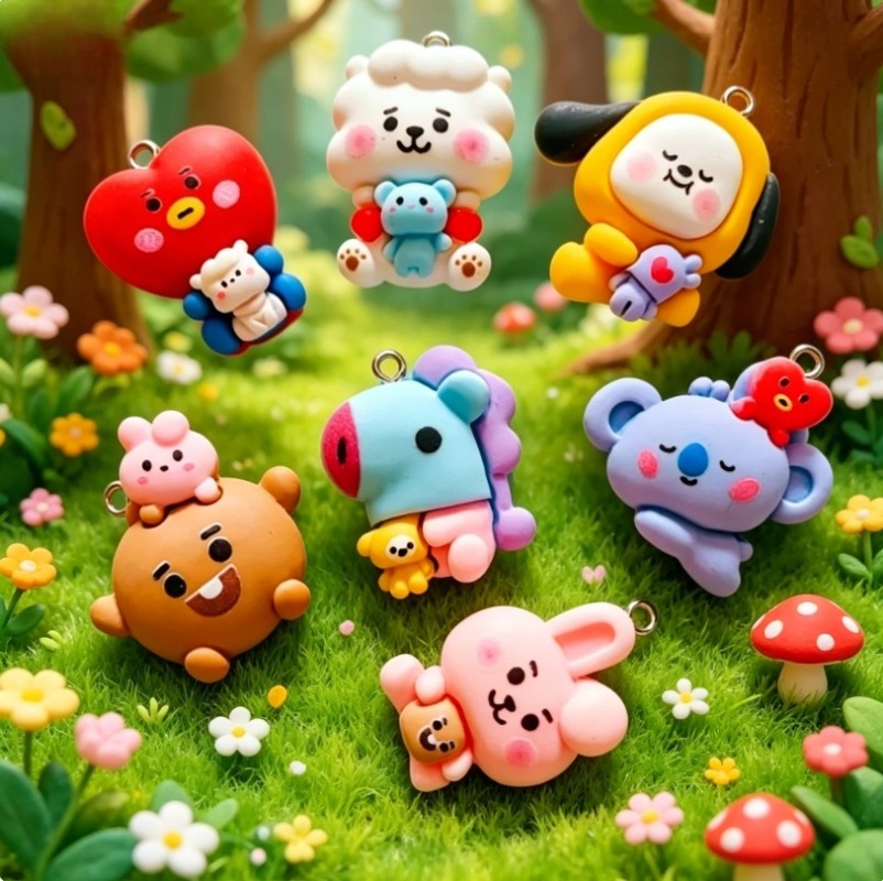 7pcs BT21 Resin Cartoon Charm  - đánh giá và giá Jewelry Making Hobby