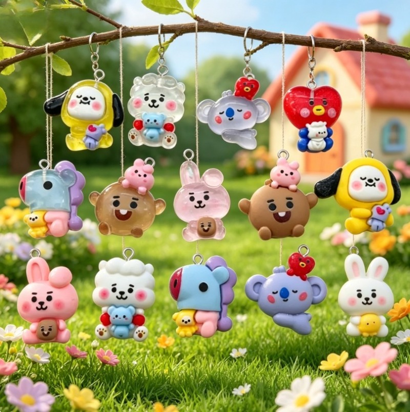 7pcs BT21 Resin Cartoon Charm  - đánh giá và giá Jewelry Making Hobby