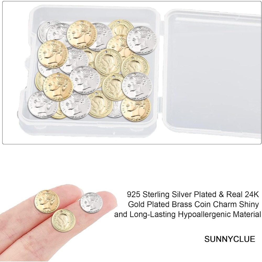 32Pcs 2 Styles Coin Charms 24K - đánh giá và giá Jewelry Making Victoria