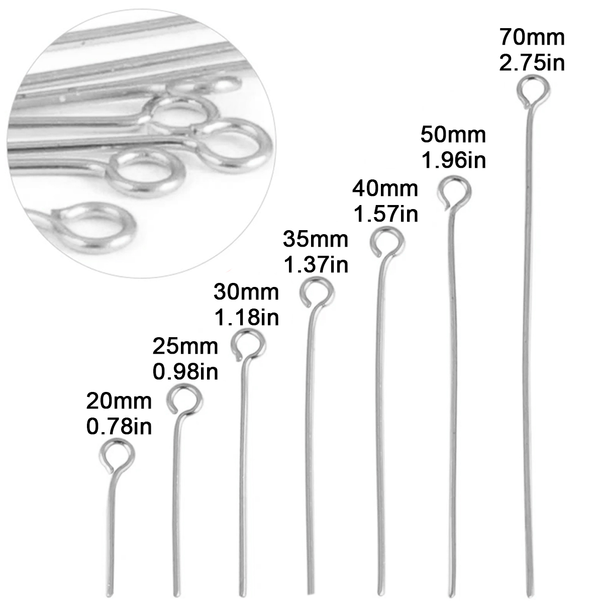 100Pcs/Lot Stainless Steel Eye - đánh giá và giá Jewelry Making Head Pins