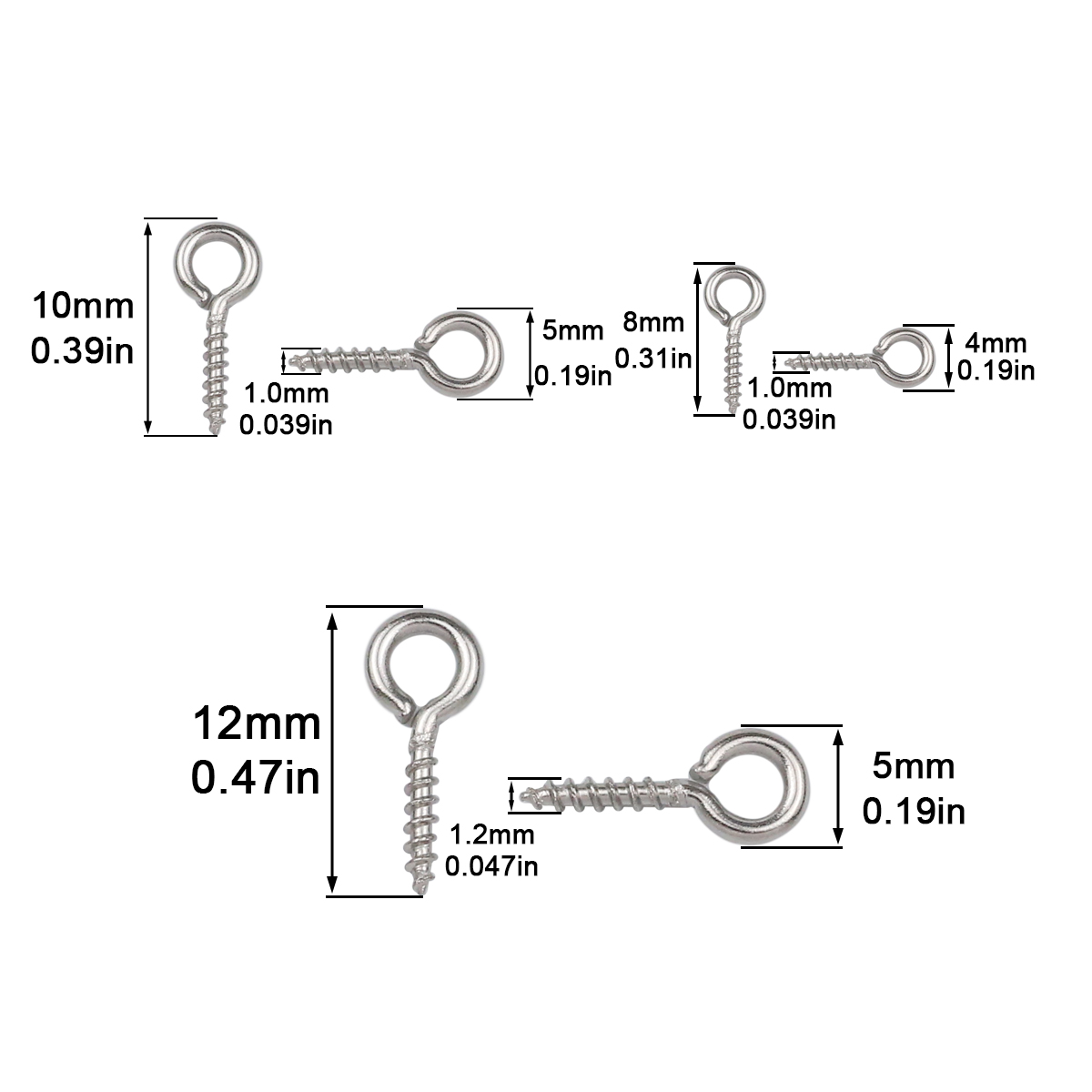 100pcs 4x8/5x10/5x12mm Stainle - đánh giá và giá Jewelry Making Rivets